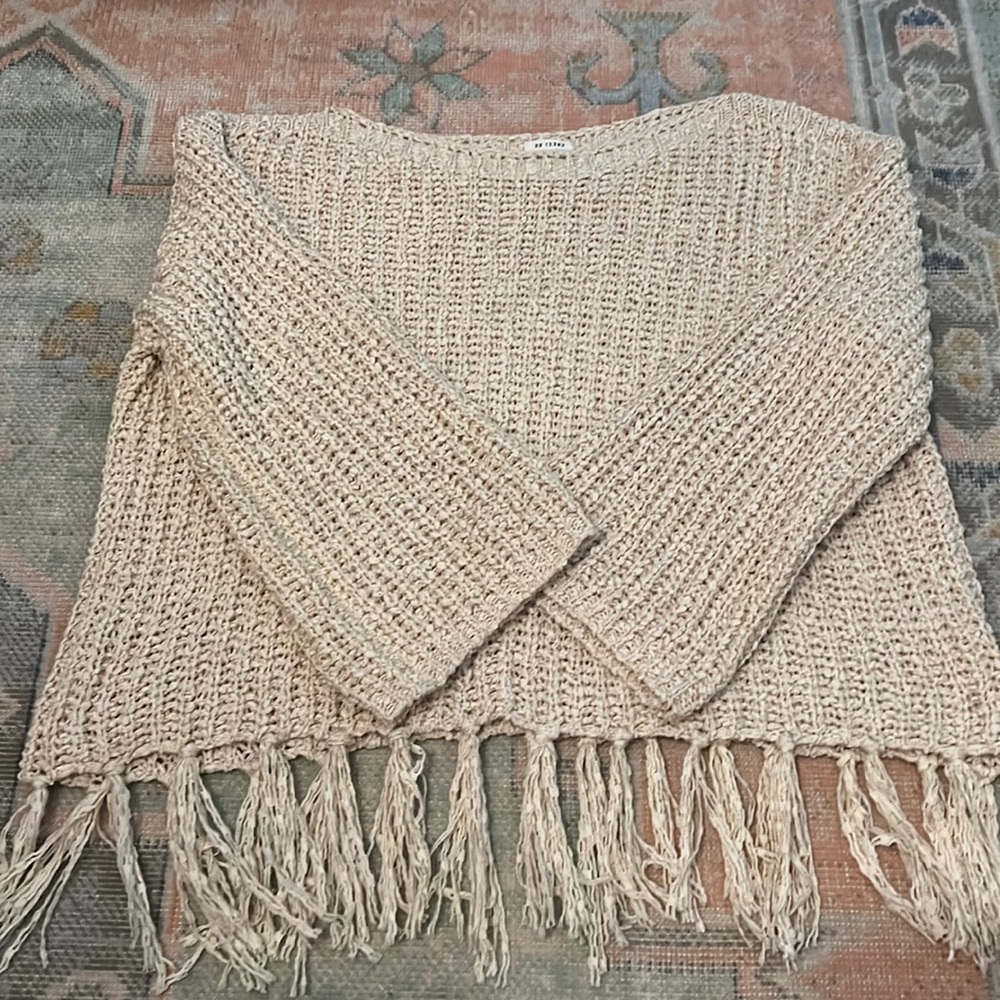 Fringe bell sleeve sweater